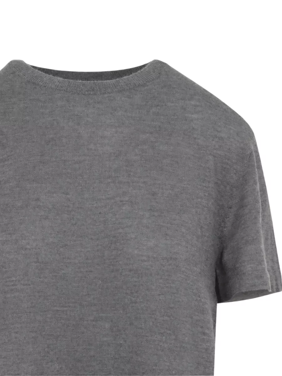 Co Cashmere Fine-Knit Relaxed-Fit Short-Sleeve Ribbed-Crew-Neck Jumper