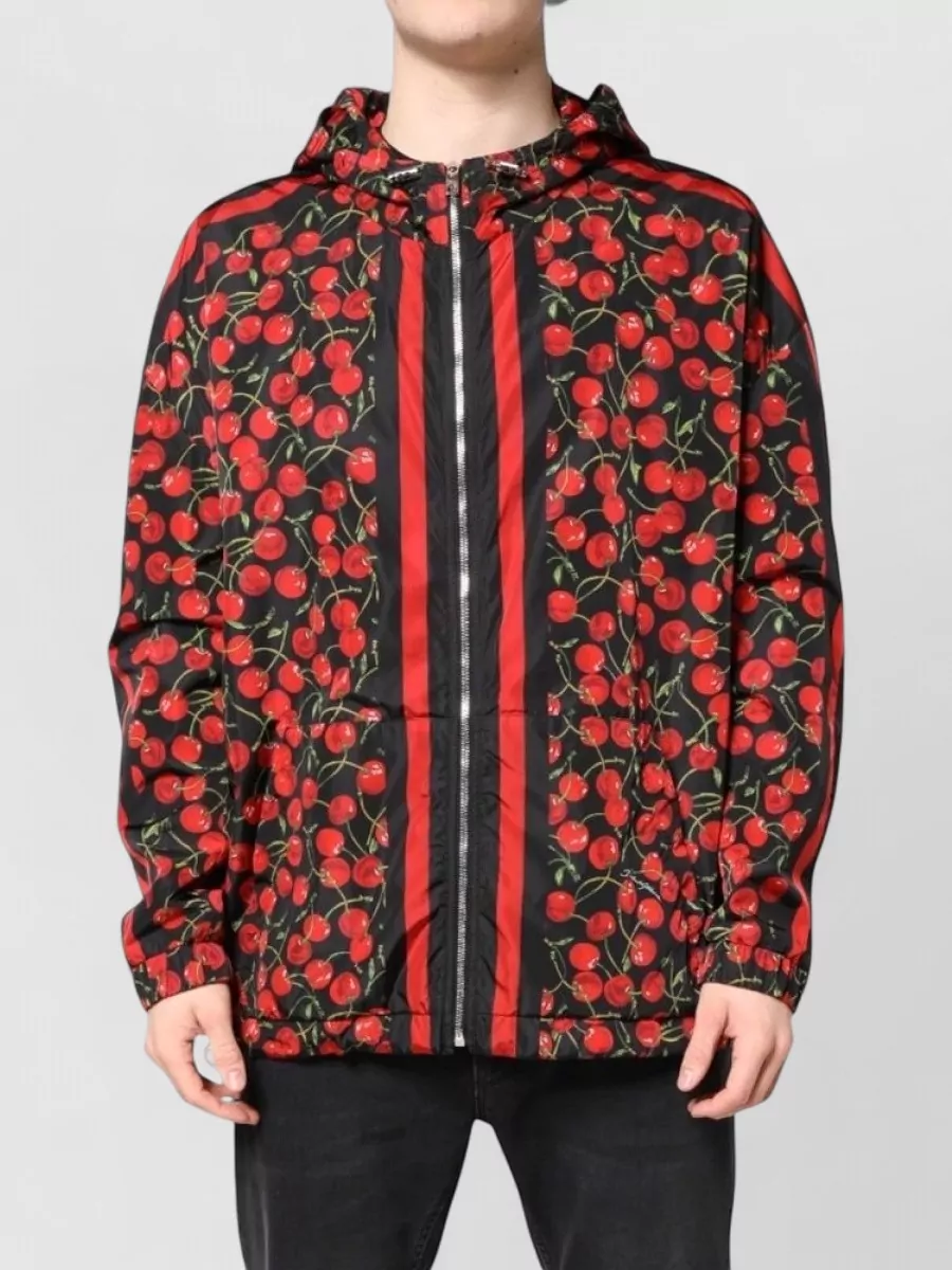 Dolce&Gabbana cherry print hooded windbreaker jacket