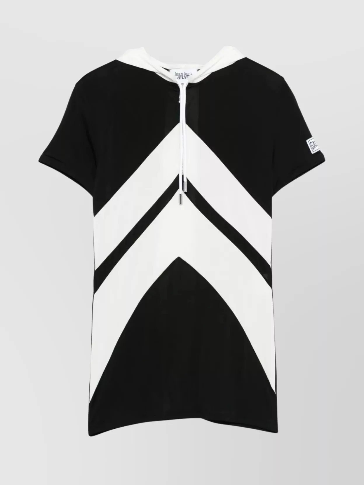 Jean Paul Gaultier Chevron Hooded Baby T-Shirt With Drawstring Detail