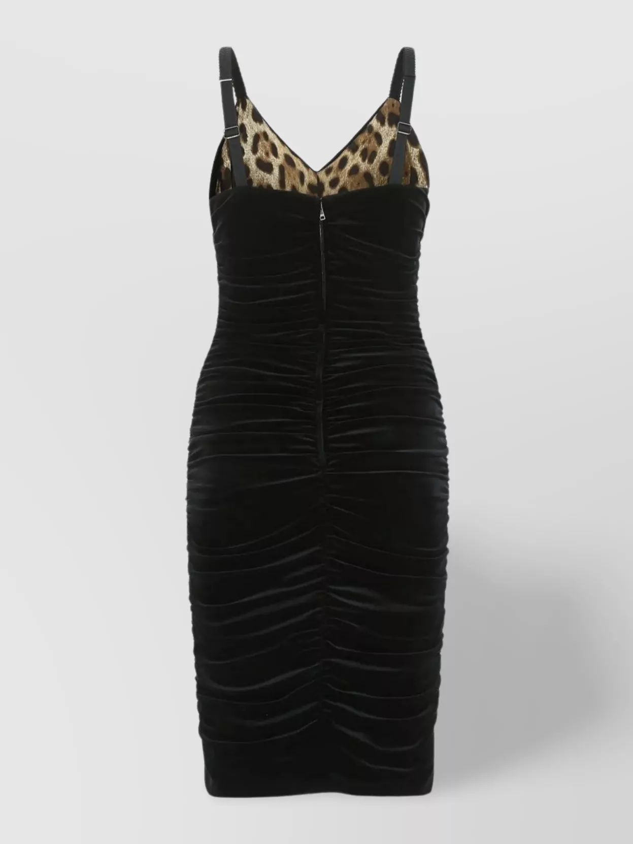 Shop Dolce & Gabbana Mini Dress With Draped Velvet Texture In Black