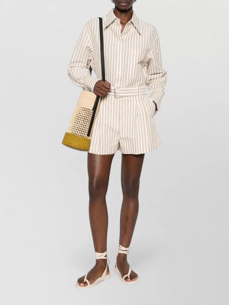 Iro Striped Pleated Cropped Trousers