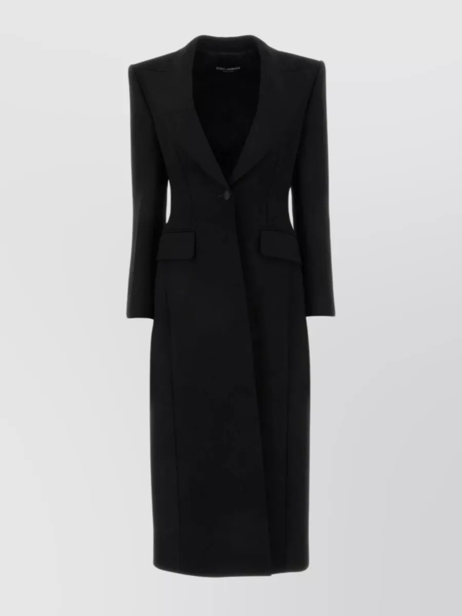 Shop Dolce & Gabbana Structured Long-cut Coat With Notch Lapels In Black