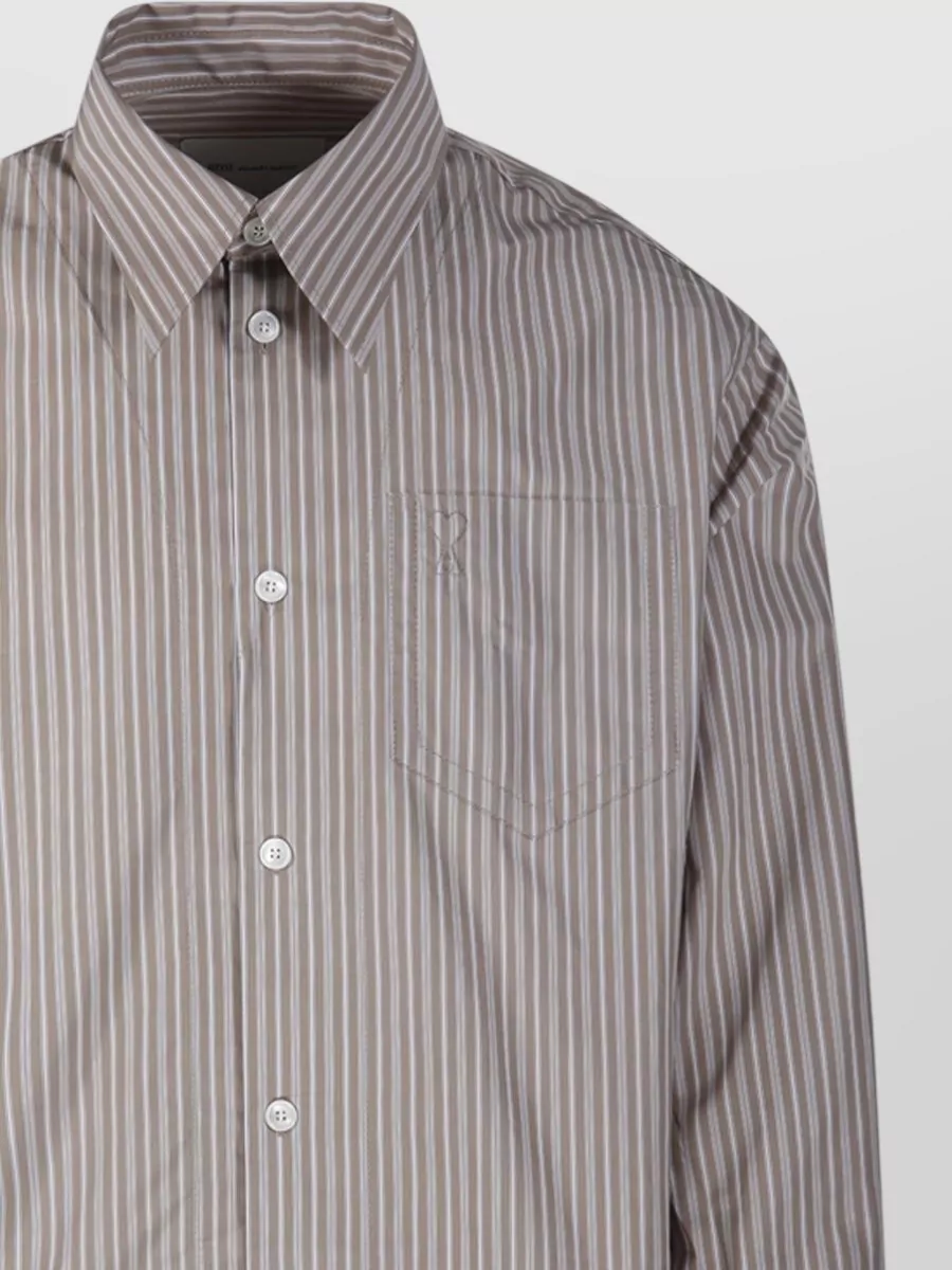Ami Paris Cotton Wide Long-Sleeve Shirt