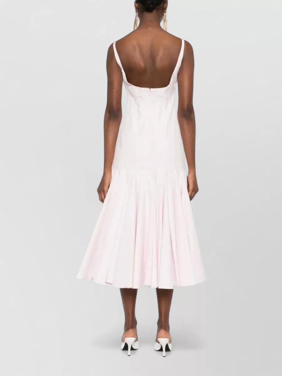 Jacquemus Square-Neck Sleeveless Gathered A-Line Midi Dress