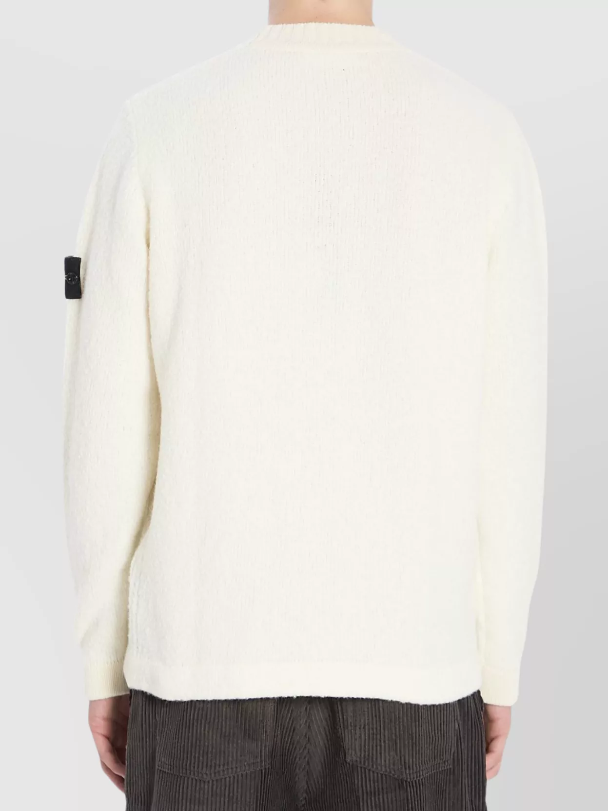Stone Island Textured Knitwear Sweater With Logo Patch In White