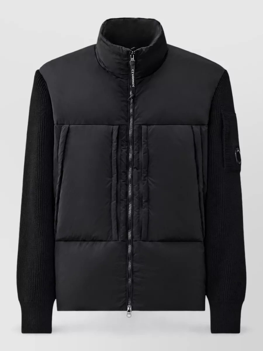 C.P. Company wool padded ribbed high-neck short jacket