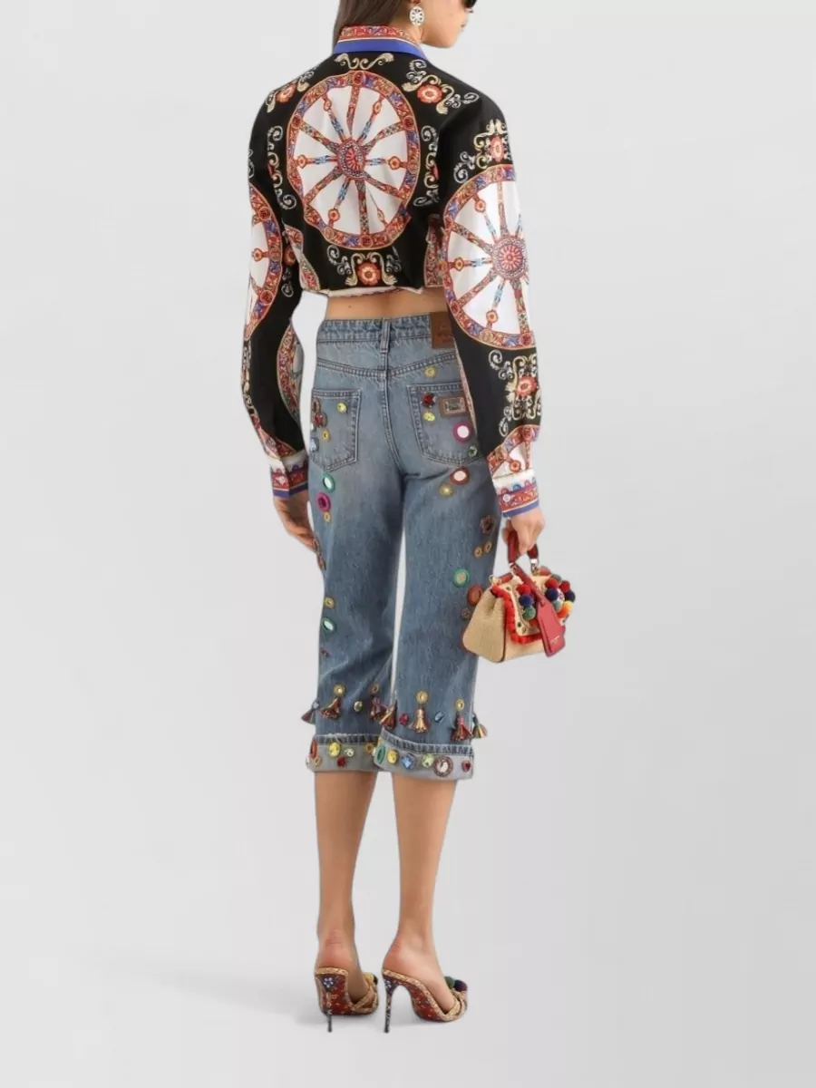 Dolce&Gabbana Cotton Cropped Carretto Print Shirt