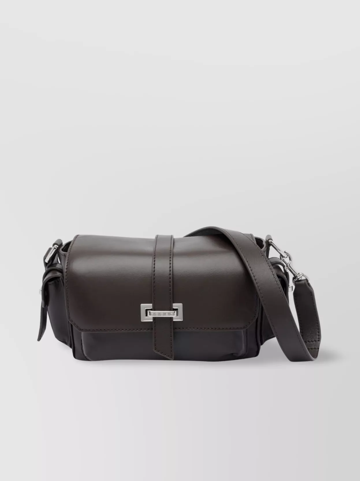 Hogan Flap Leather Crossbody Bag With Buckle Detail