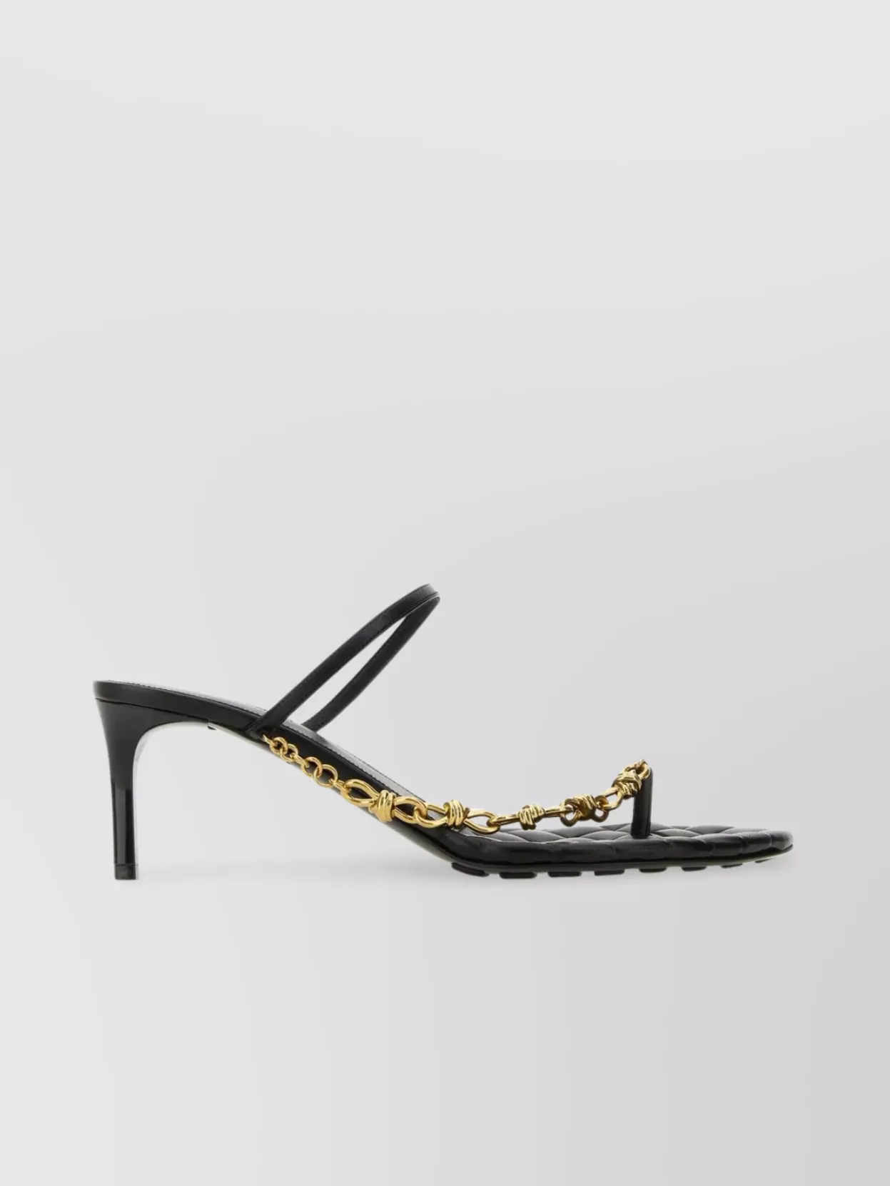 Shop Bottega Veneta Leaf Sandals With Italia Heel And Metal Knot Chain