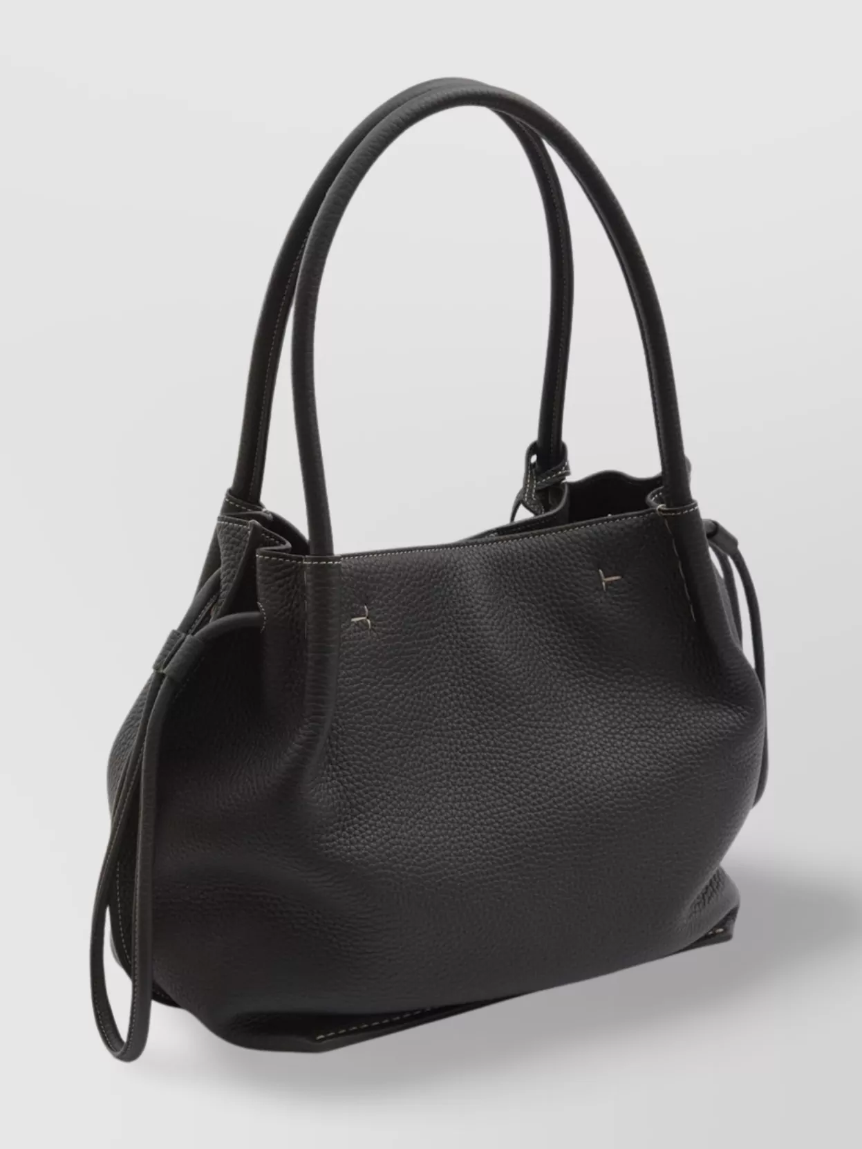 Tod's Grained Leather Bucket Bag With Visible Stitching