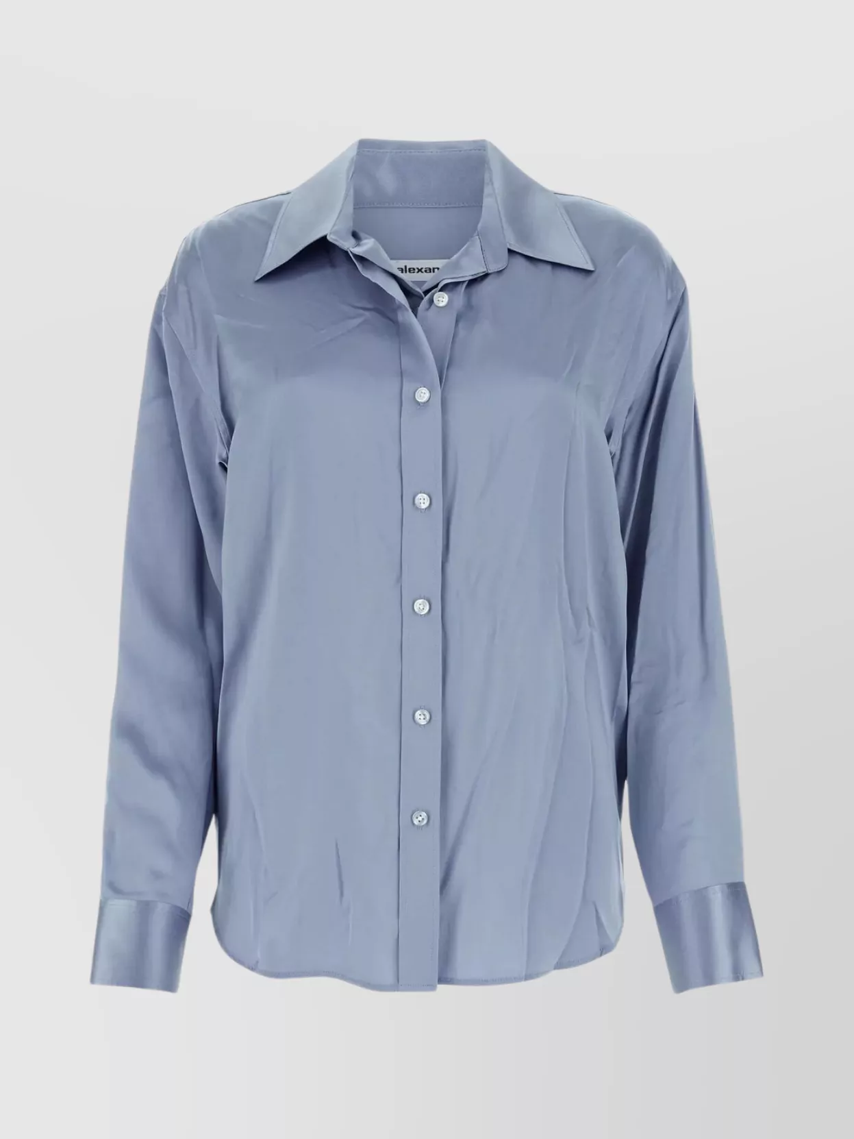 Shop Alexander Wang Spread Collar Satin Shirt In Blue