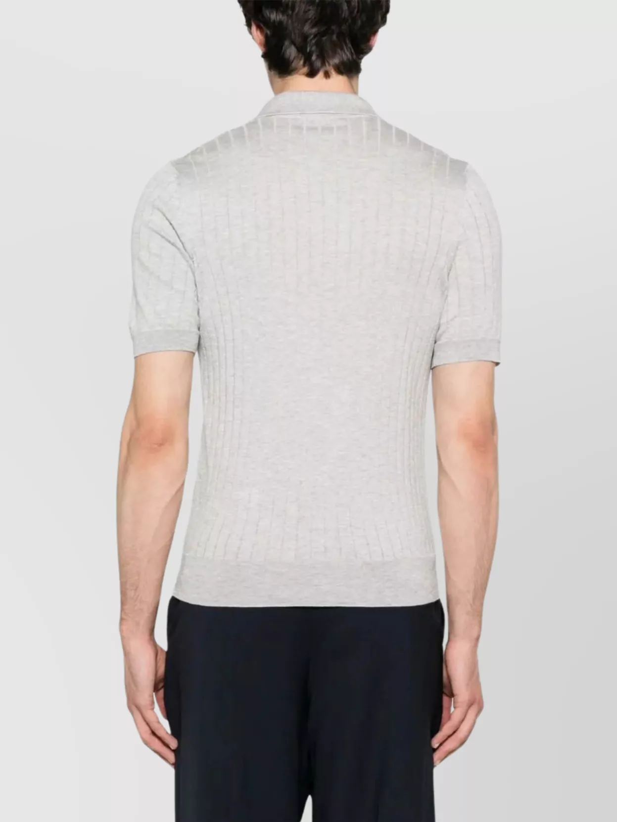 Tagliatore Lightweight Ribbed Polo Shirt With Split Neck