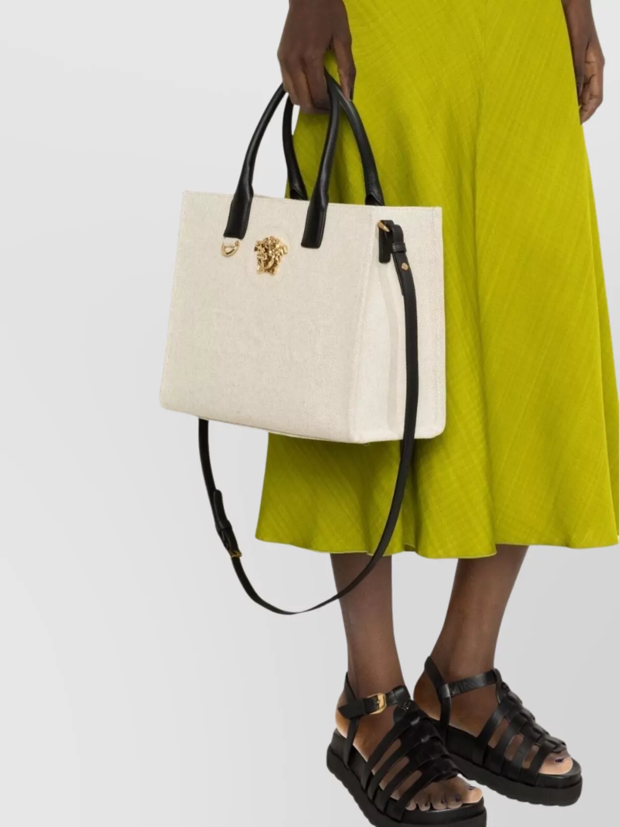 Versace Structured Shoulder Bag Cotton Blend Calfskin