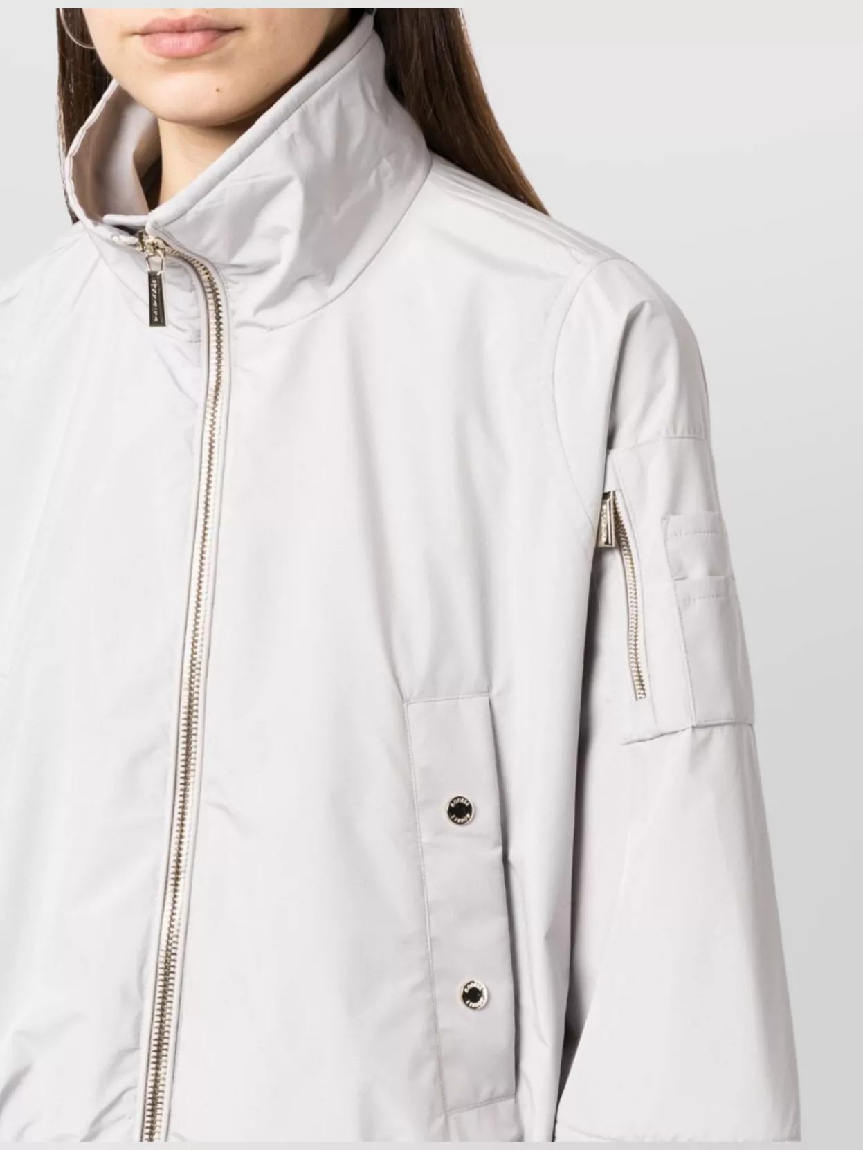 Moorer Olli Coat With High Collar And Pockets