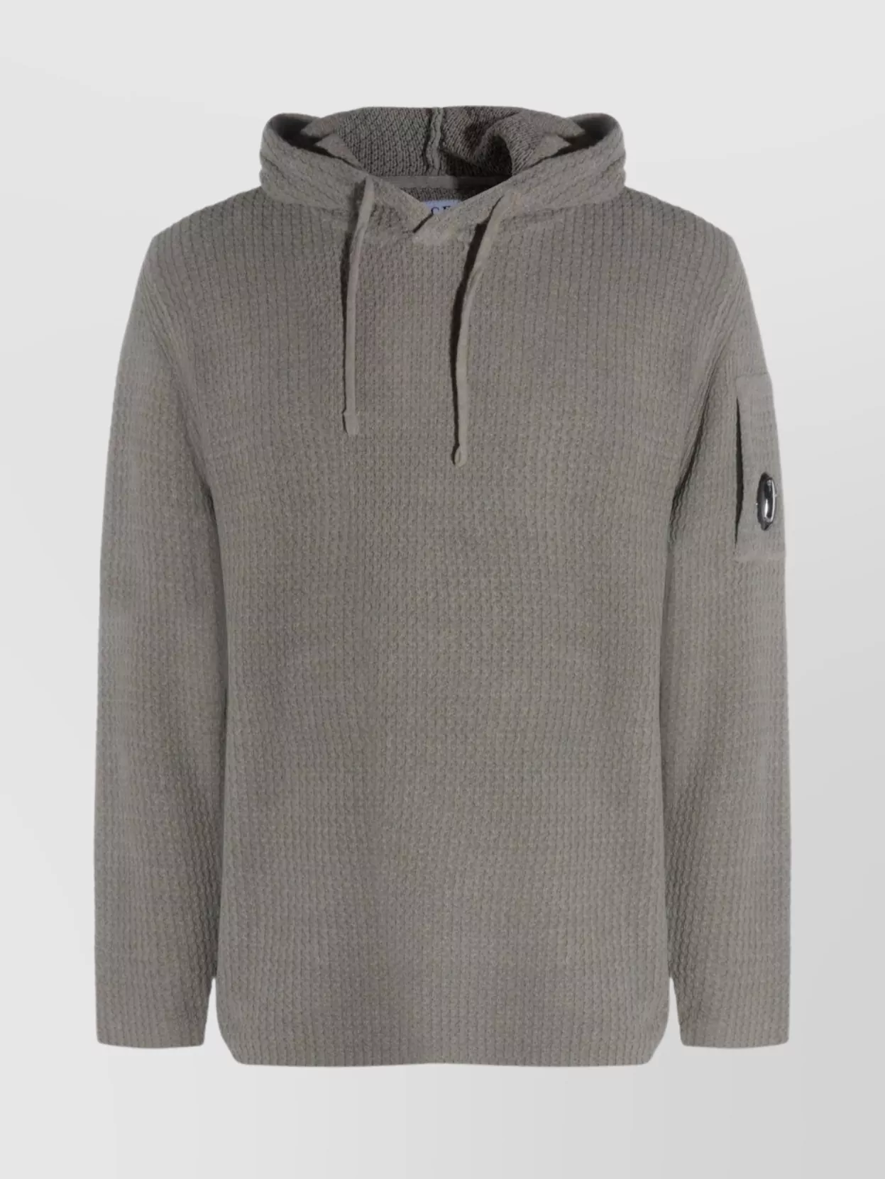 C.p. Company Hooded Long Sleeve Knitwear With Arm Pocket In Brown
