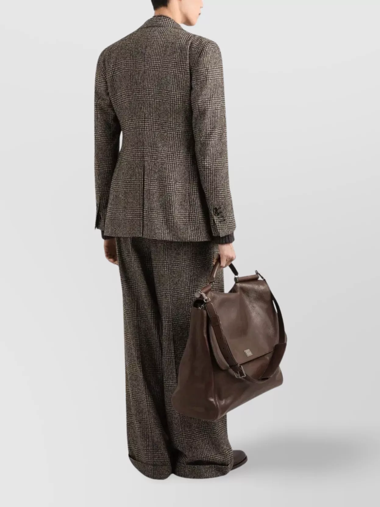 Dolce&Gabbana Wide-Leg Checked Trousers Cuffed Hems