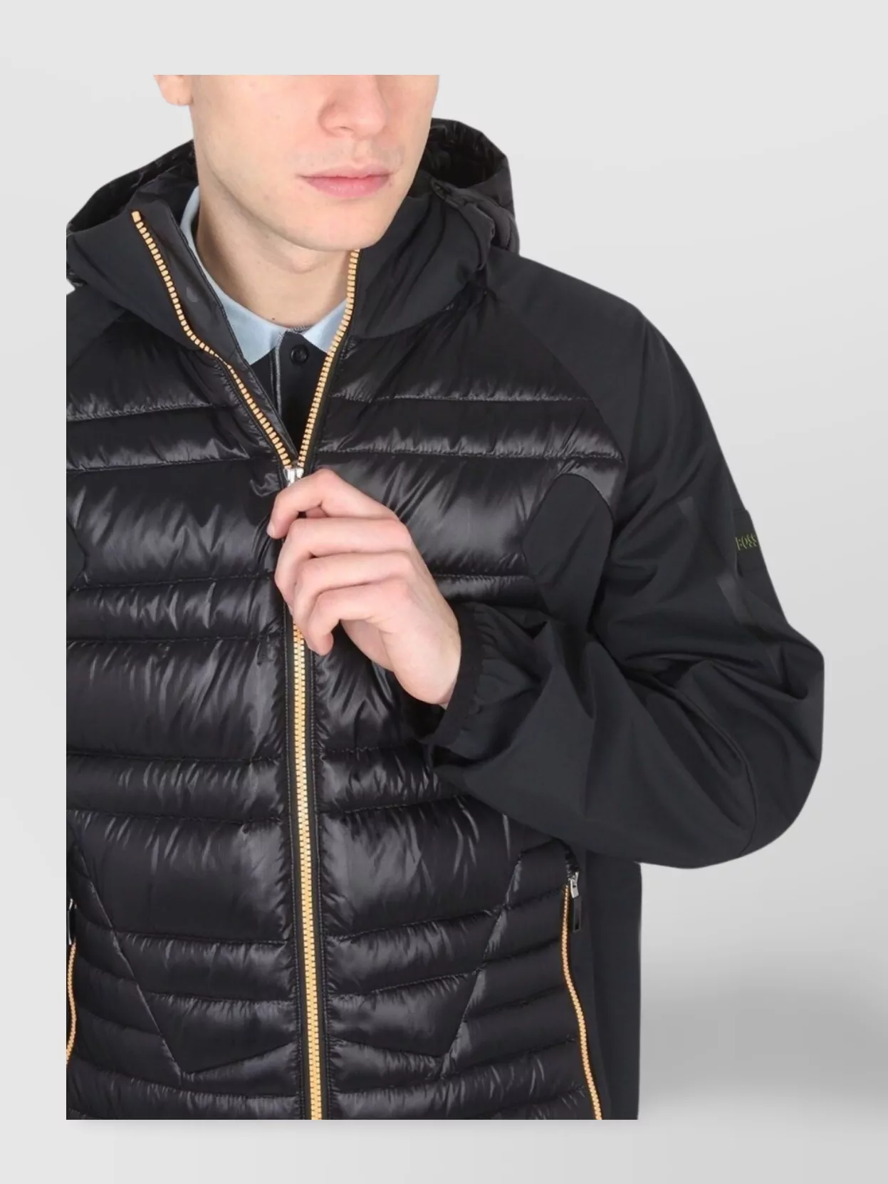 Boss Quilted Hooded Jacket With Side Zipper Pockets