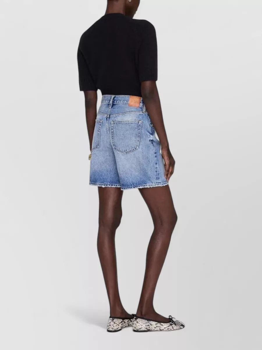 Anine Bing Heath Denim Shorts Belt Loops Five Pockets