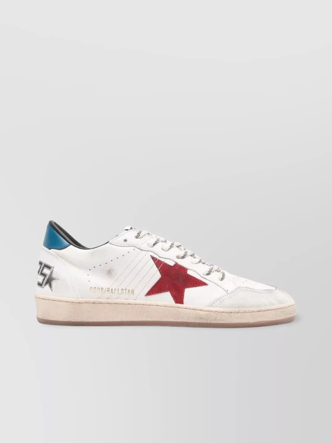 Shop Golden Goose Distressed Leather Panelled Sneakers In Cream