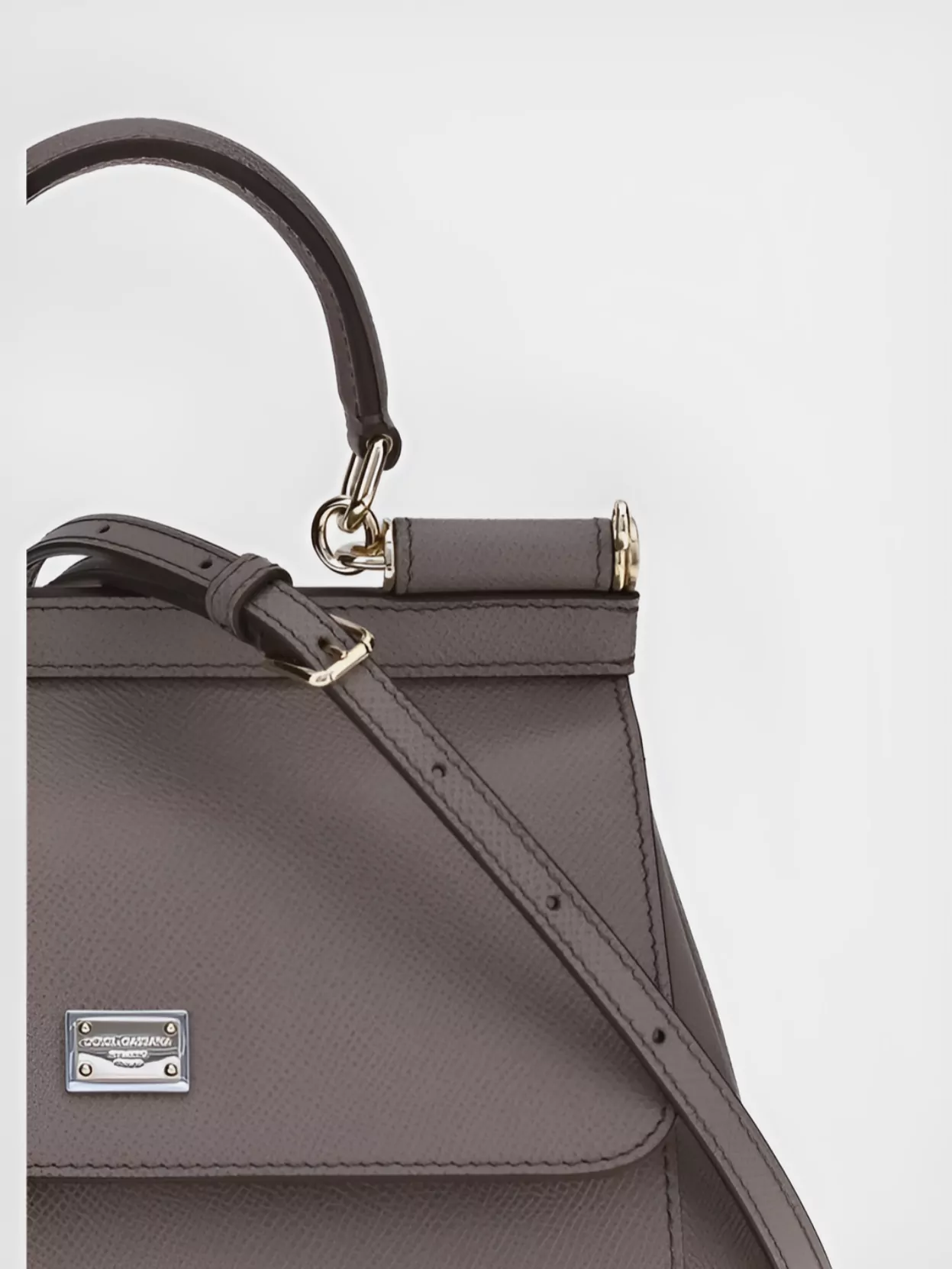 Dolce & Gabbana Medium Sicily Calfskin Logo-plaque Top Handle Bag In Gray