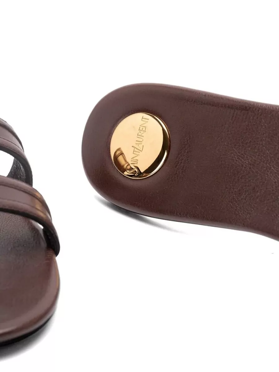 Saint Laurent Leather Mabrouka Double Strap Slides
