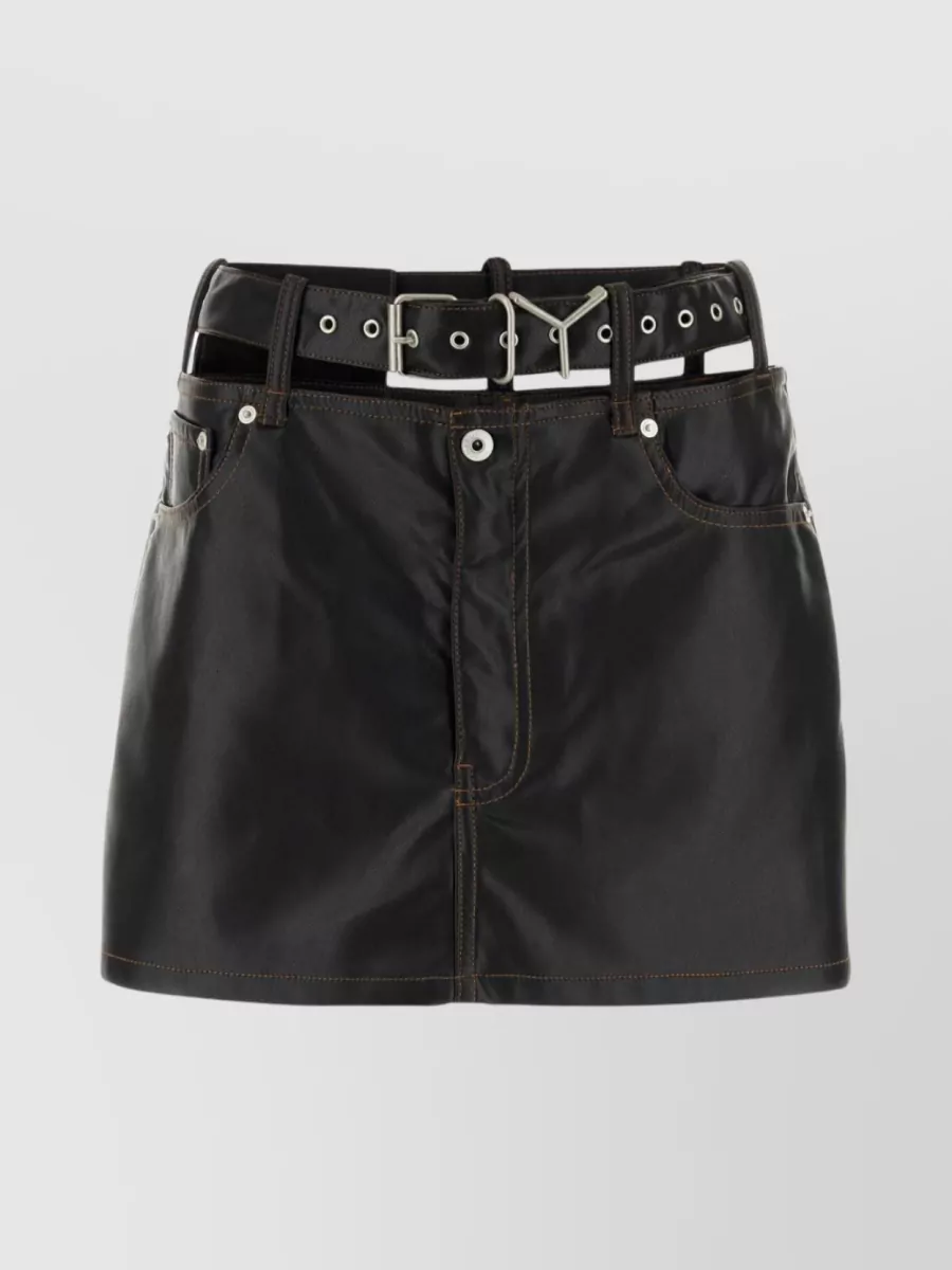 Shop Y/project Denim Mini Skirt With High Waist And Pockets In Black