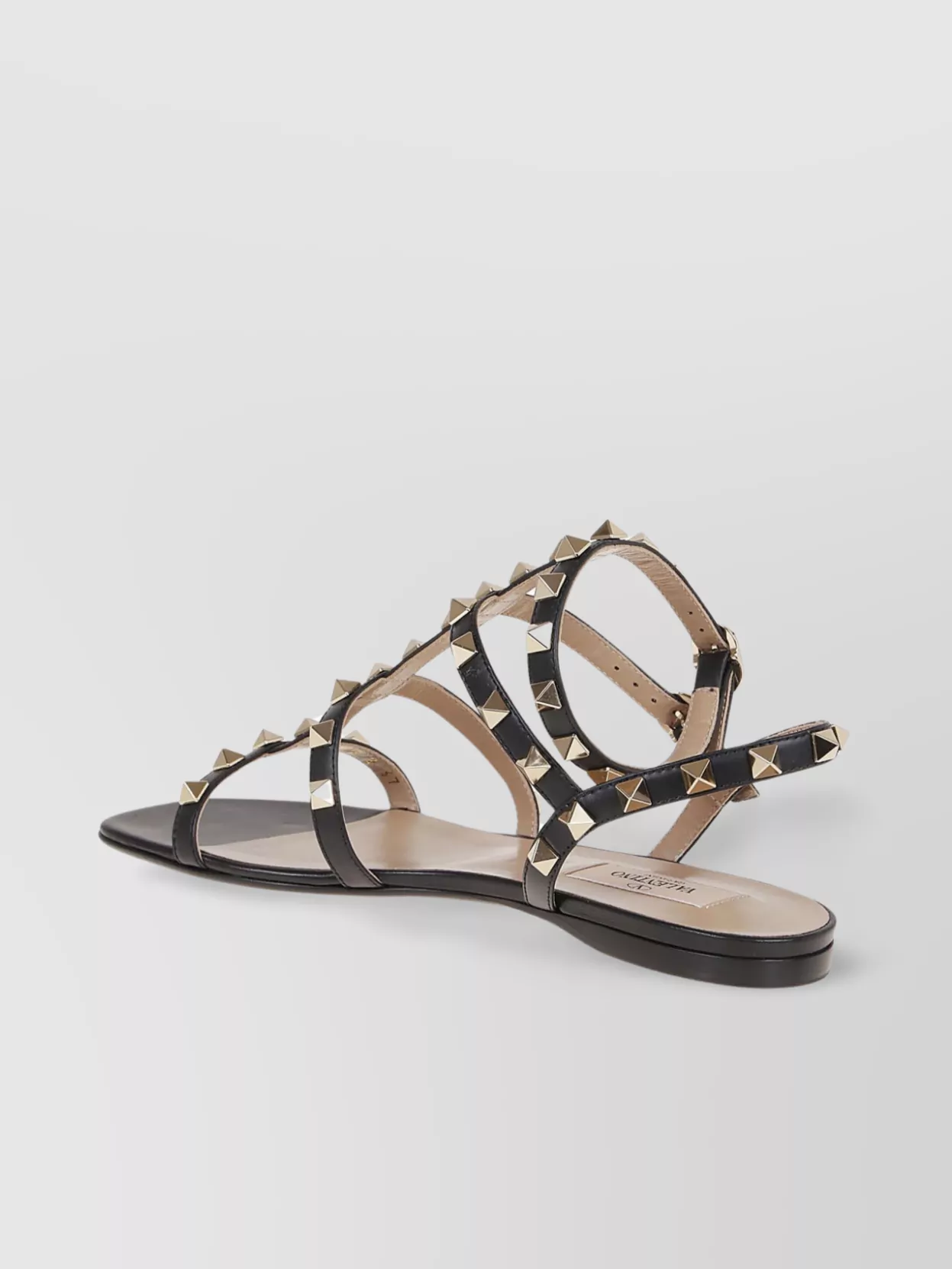Valentino Rockstud Sandals With Calfskin And Platinum Studs In Black