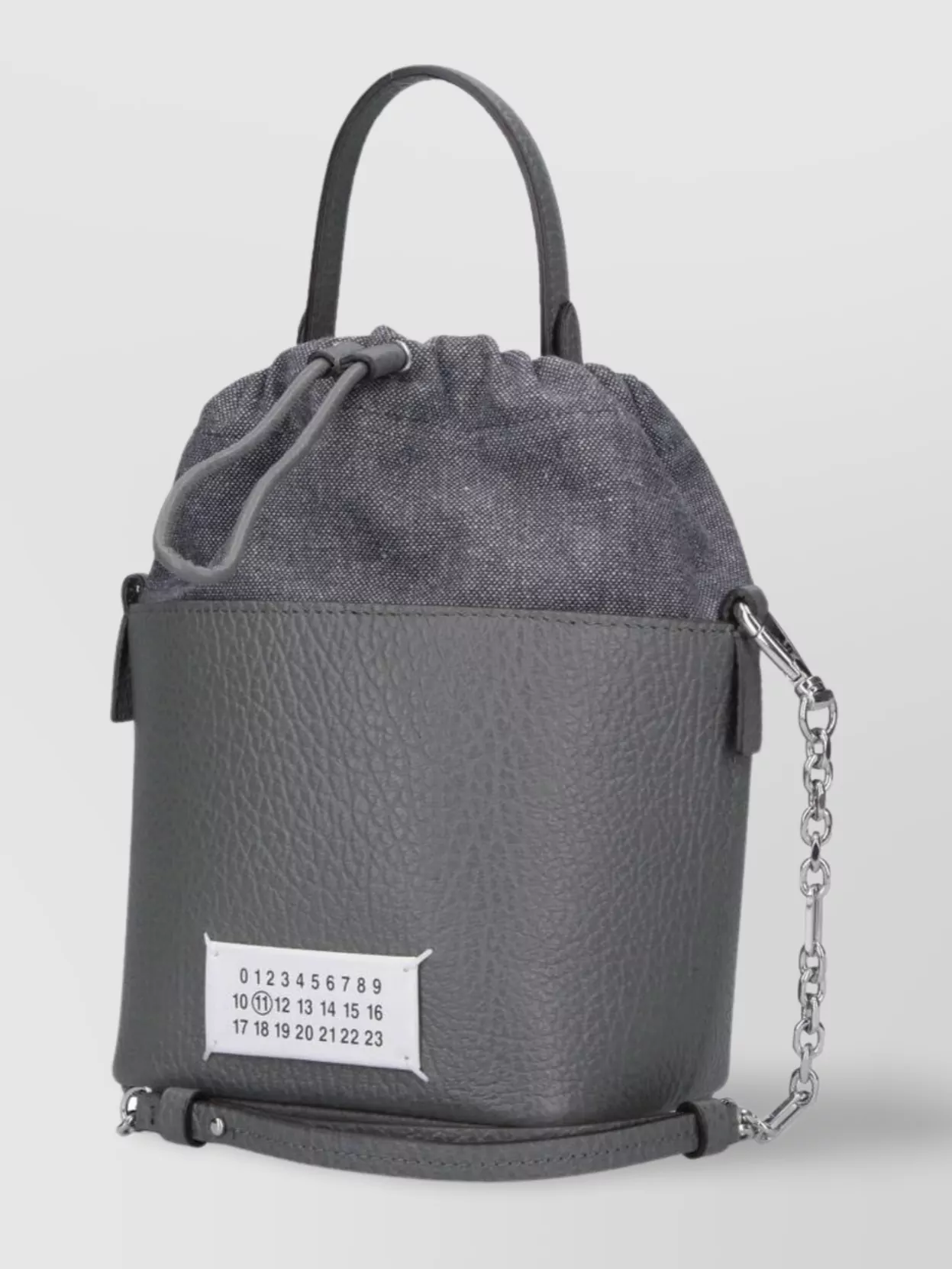 Maison Margiela Leather Bucket Bag With Top Handle And Adjustable Strap