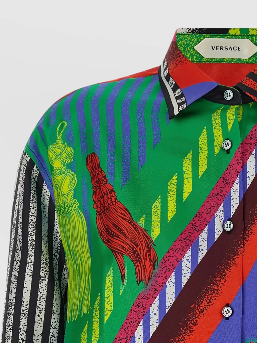 Versace Silk Formula 6 Printed Long-Sleeve Shirt
