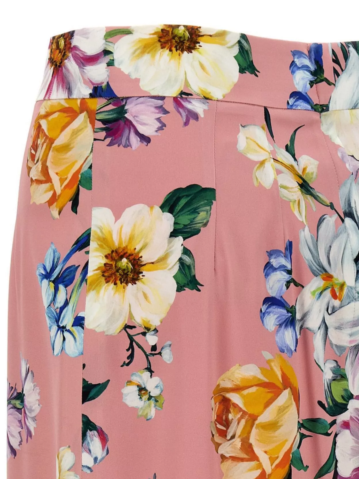 Dolce & Gabbana Stertch Silk Skirt With Multicolor Floral Print