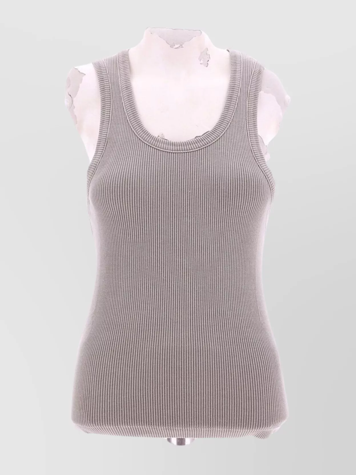 Agolde Ribbed Scoop Neck Tank Top In Gray