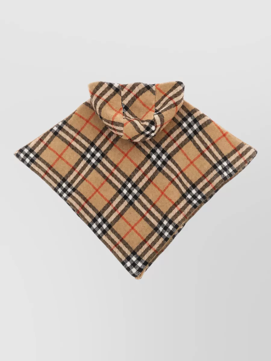 Burberry Checked Hooded Wool Cape