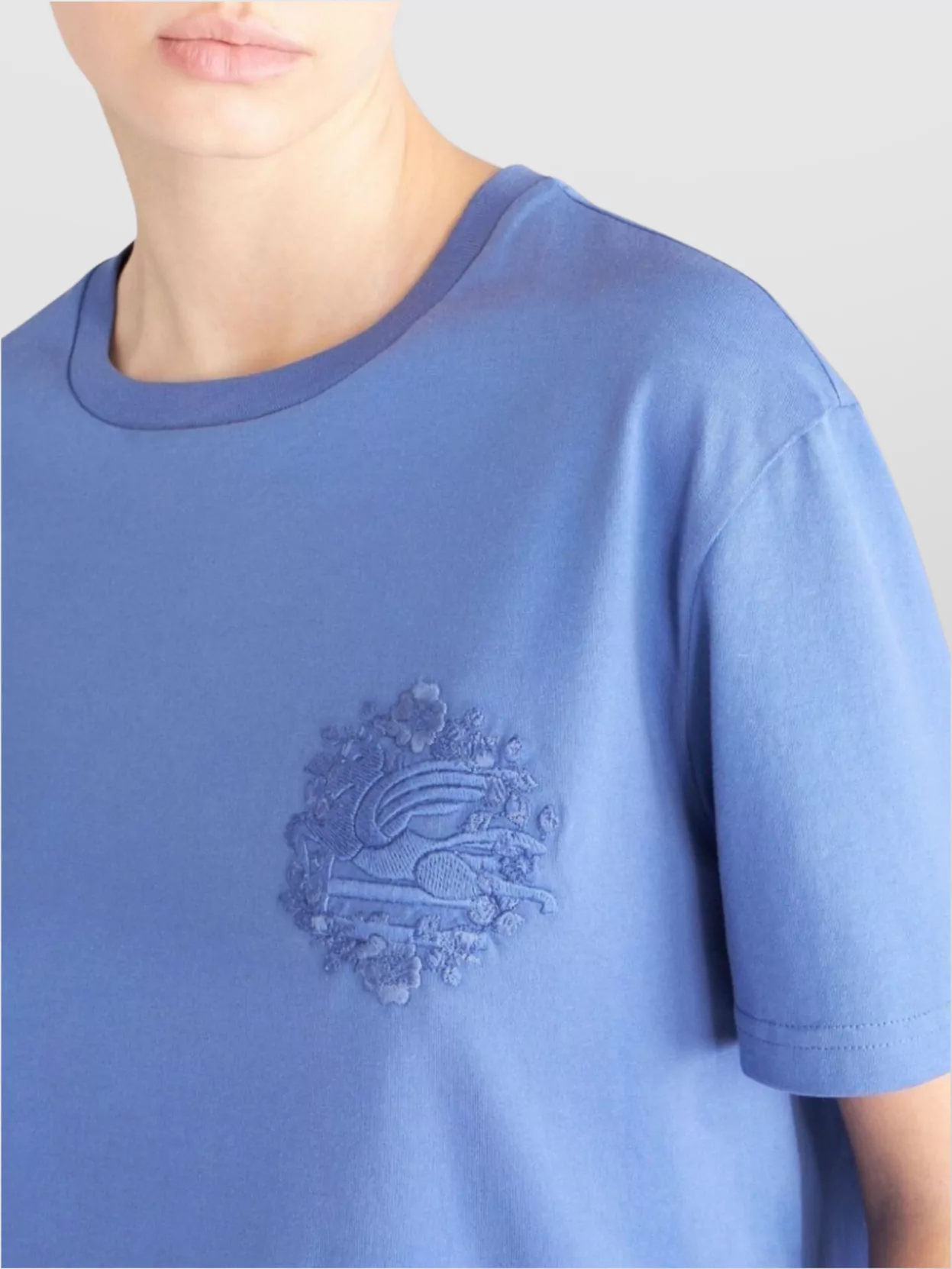 Etro Short Sleeve Crew Neck Embroidered Top