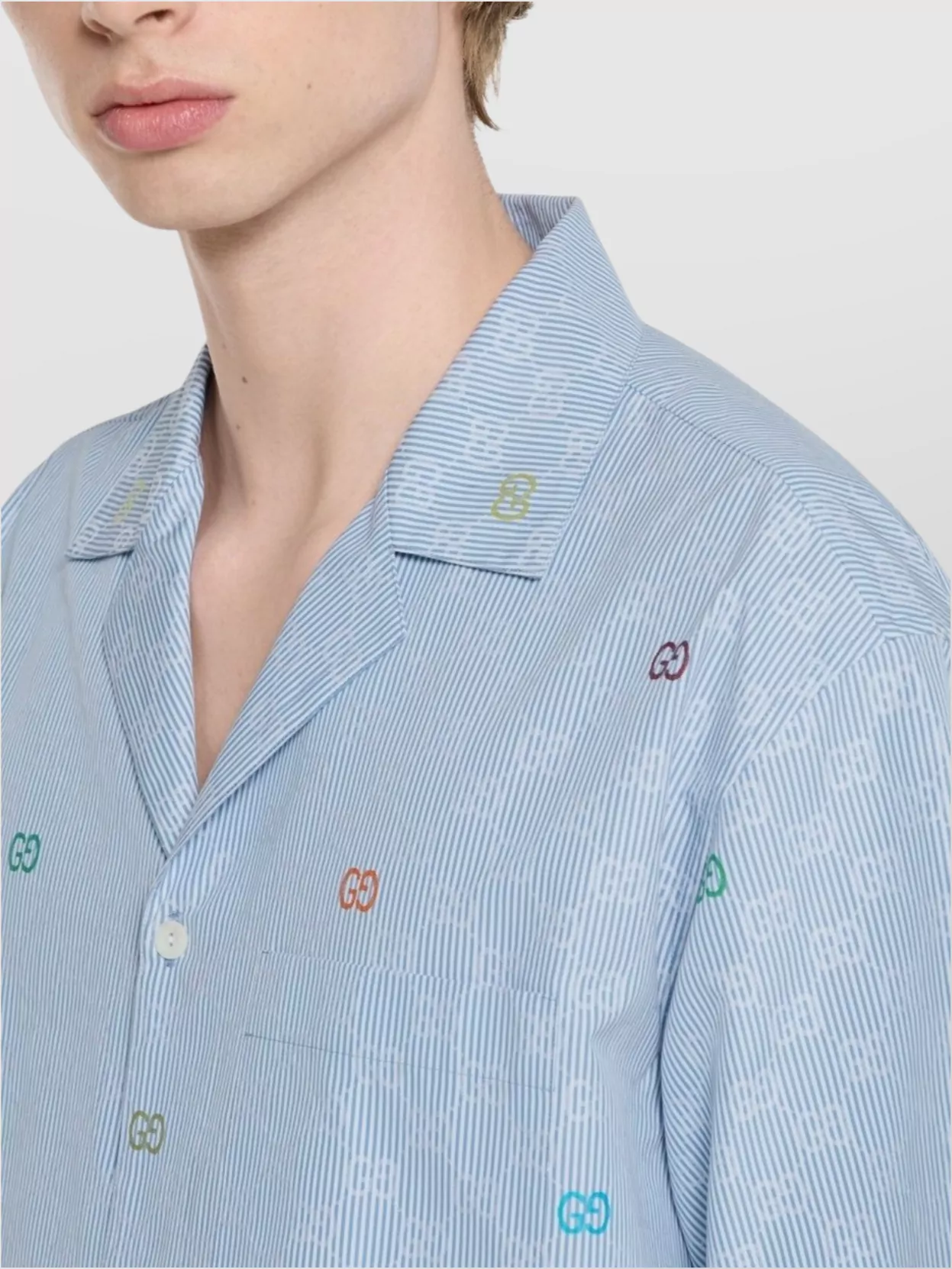 Gucci Striped Shirt With Chest Pocket And Dropped Shoulder