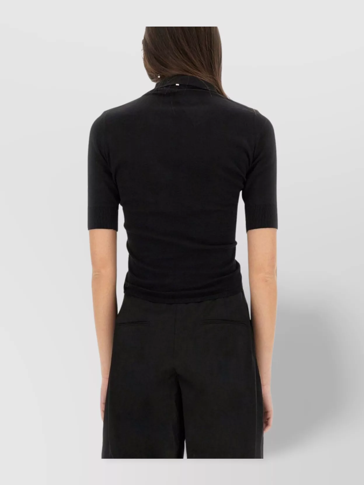 Sportmax Cropped Polo Top Ribbed Cuffs
