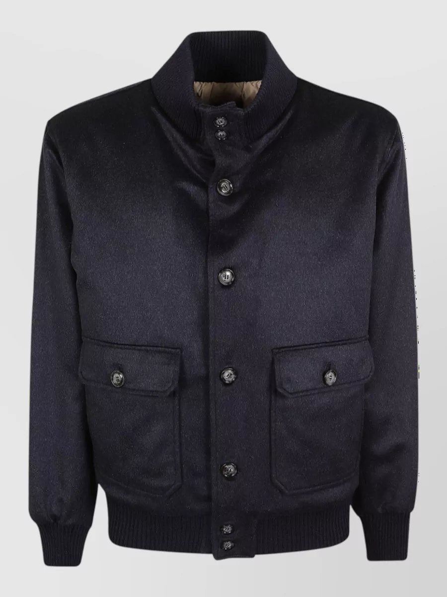 Barba Napoli wool ribbed bomber jacket