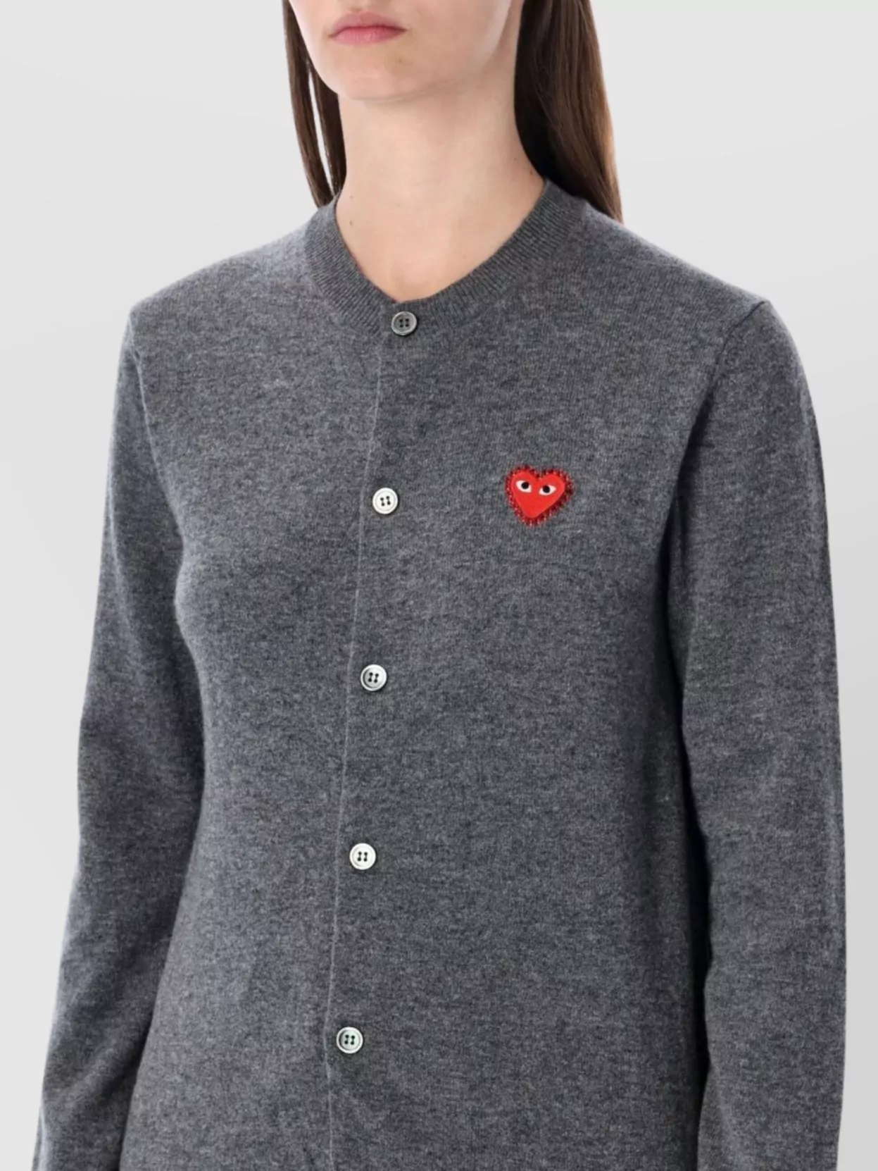 Comme Des Garçons Play Heart Detail Cardigan Round Collar