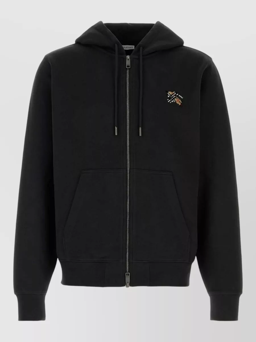 Burberry cotton hooded zip sweatshirt