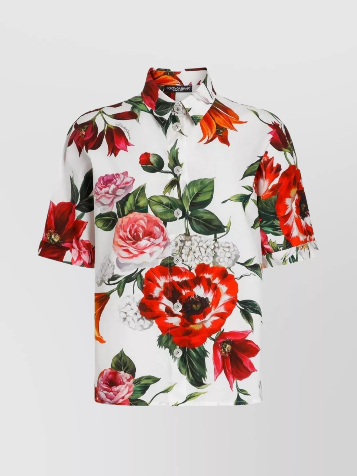 Dolce & Gabbana Floral Pattern Cotton Shirt In Pink