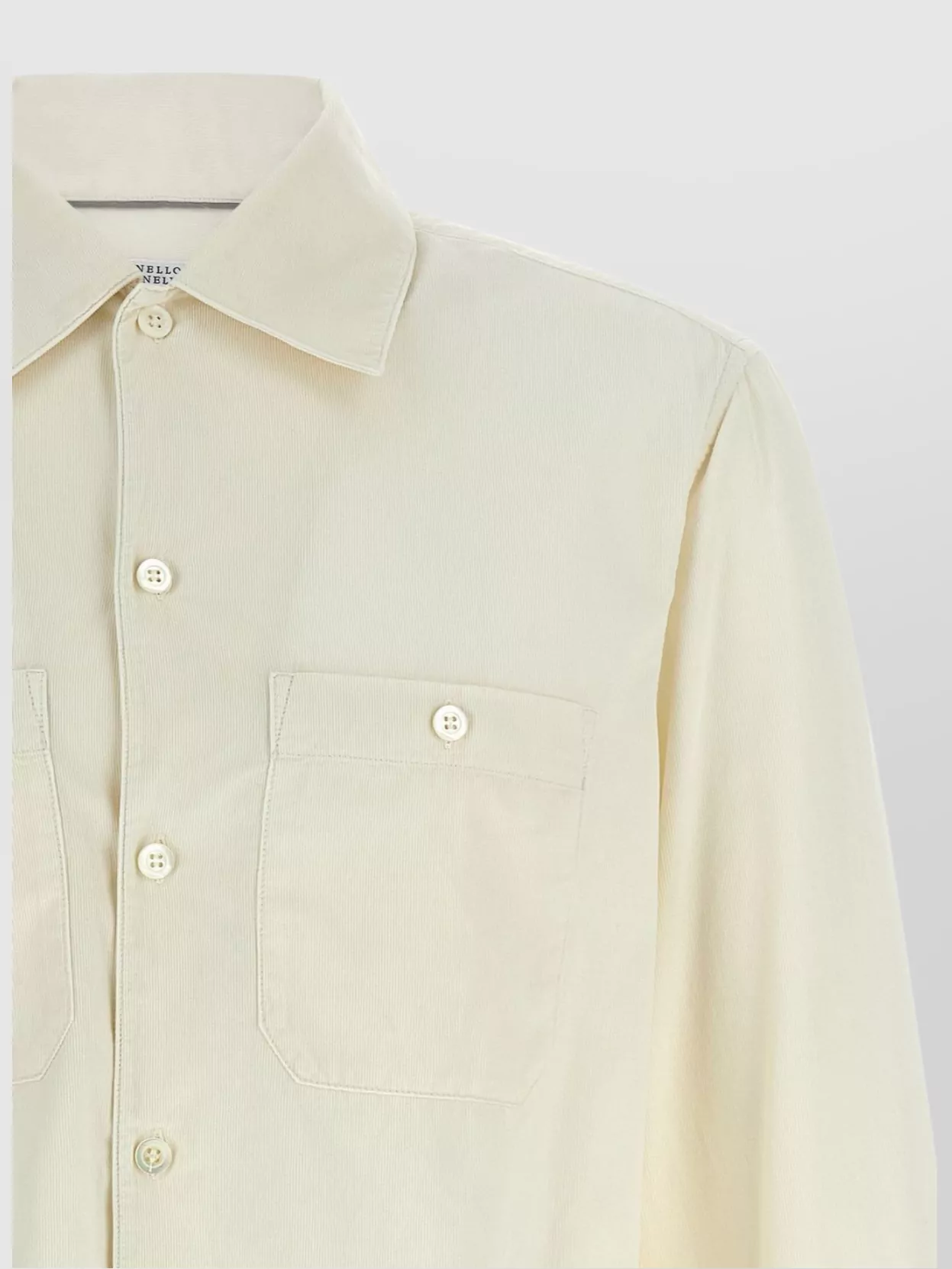Brunello Cucinelli Long Sleeve Button-down Collar Shirt In Neutral