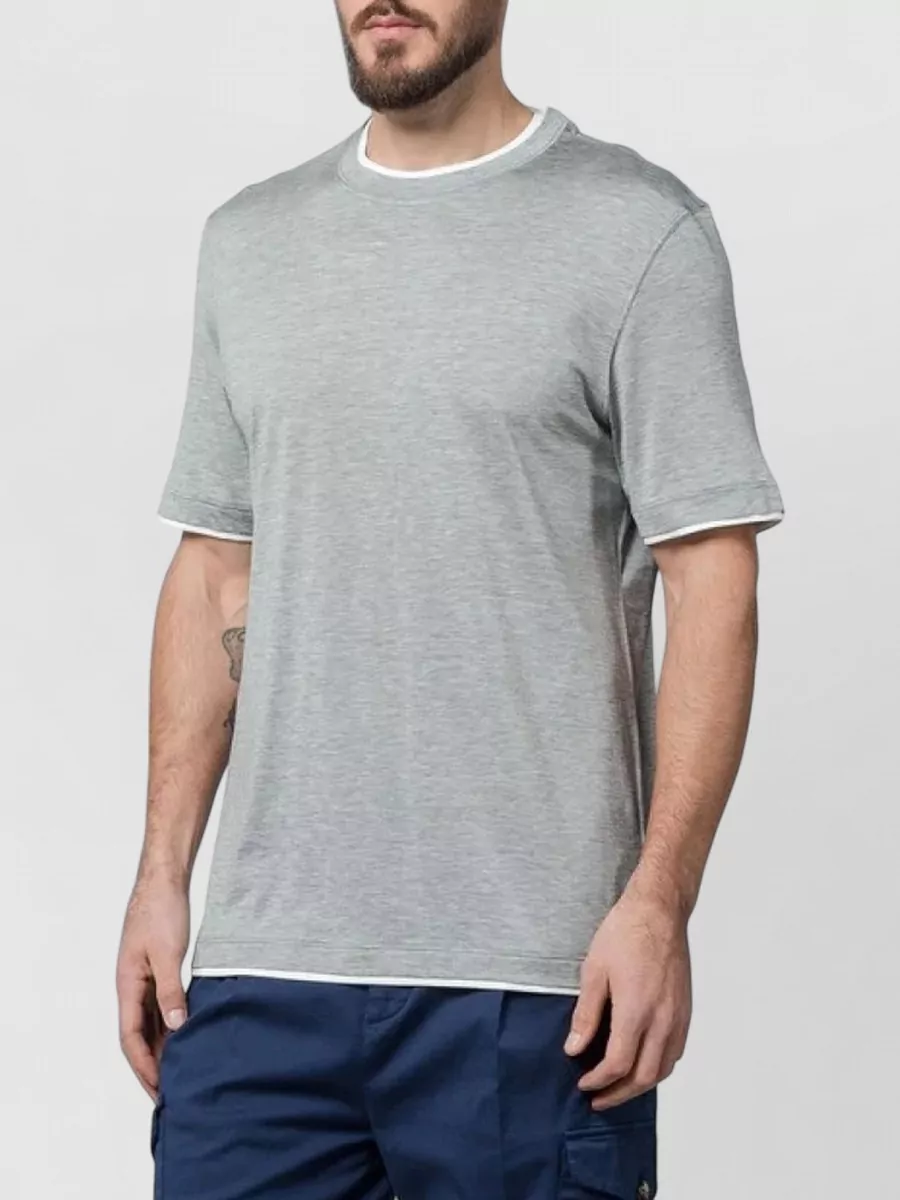 Brunello Cucinelli Cotton T Shirt Contrast Trim Short Sleeves