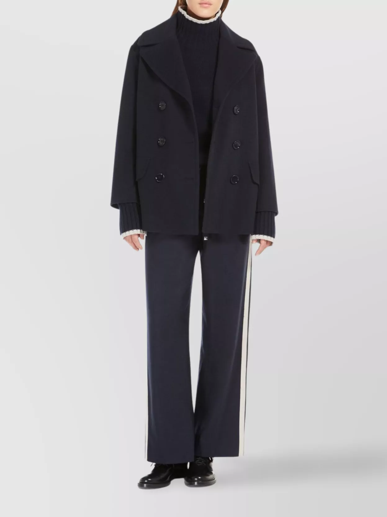 S Max Mara Flannel Trousers With Drawstring And Bands