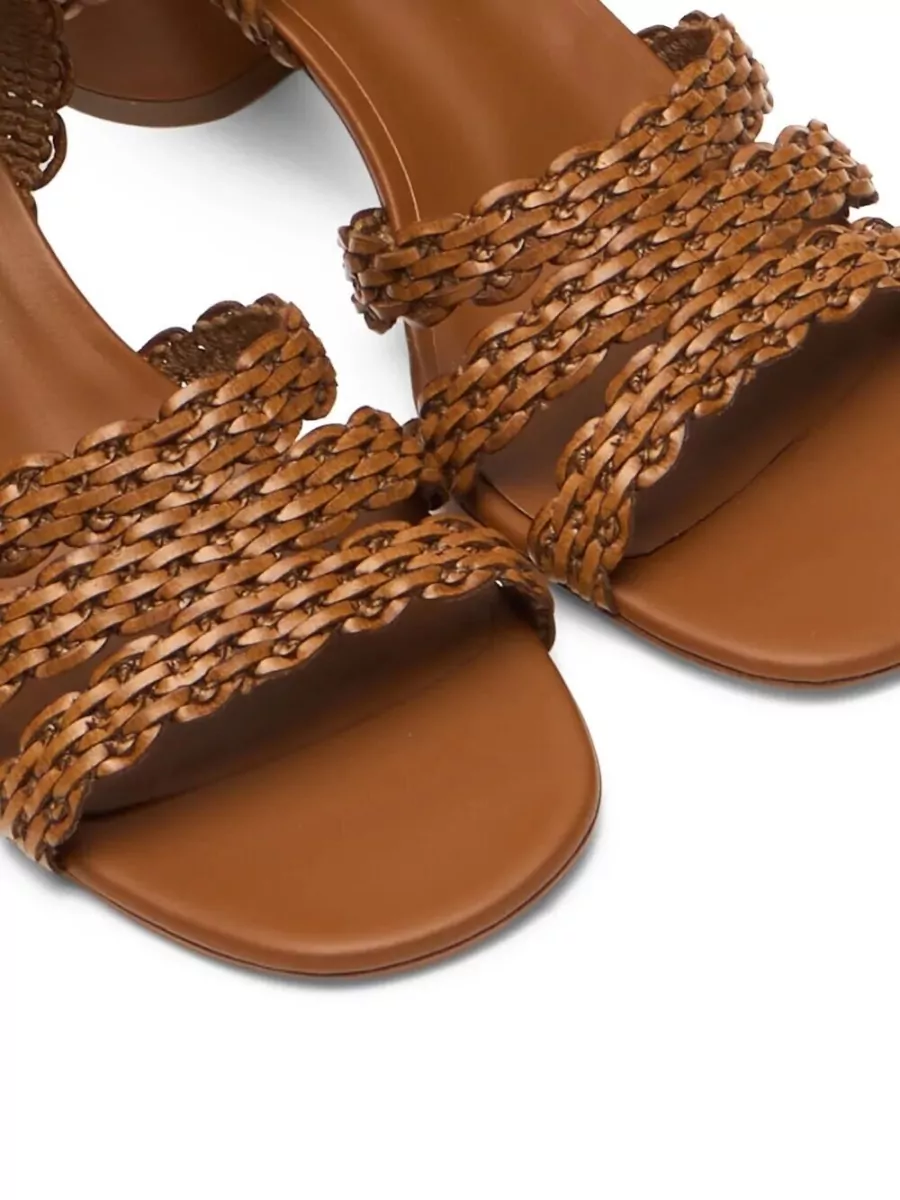 Casadei Leather Cleo Mid Heel Sandals