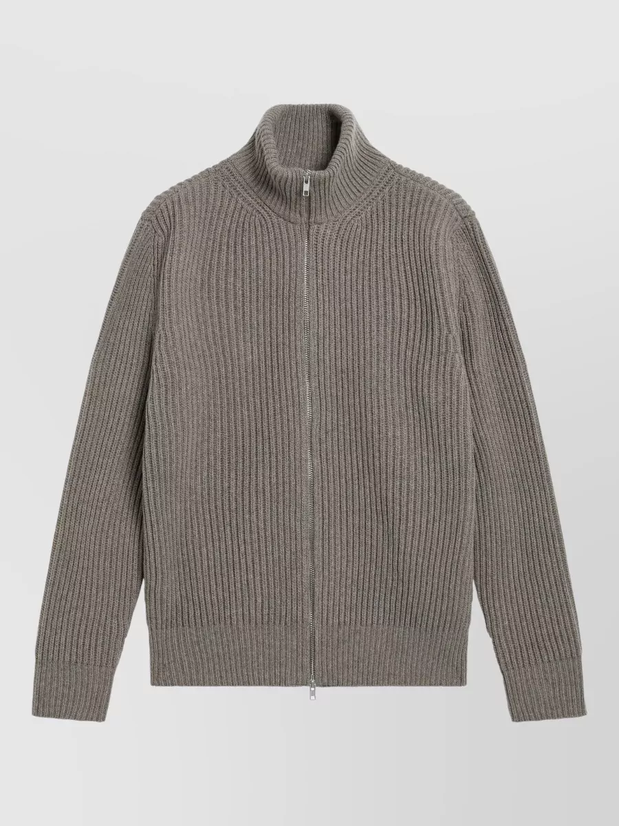Mm6 Maison Margiela ribbed zip-up wool blend high-neck cardigan