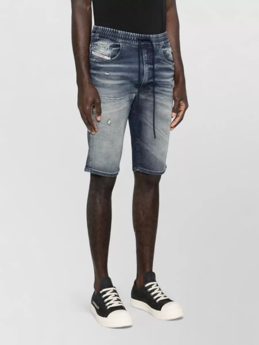 Diesel Denim Shorts Faded Wash Elasticated Waistband