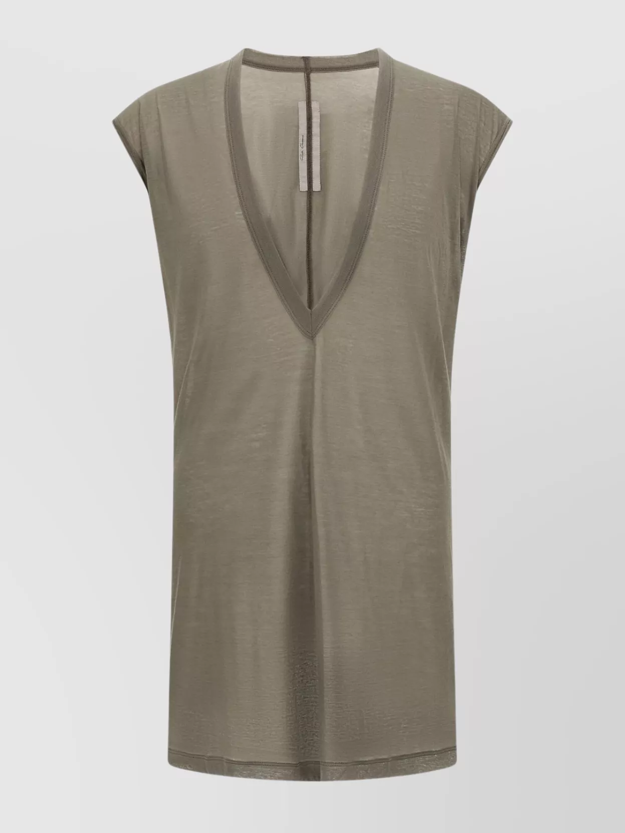 Rick Owens V-neck Cotton T-shirt In Gray