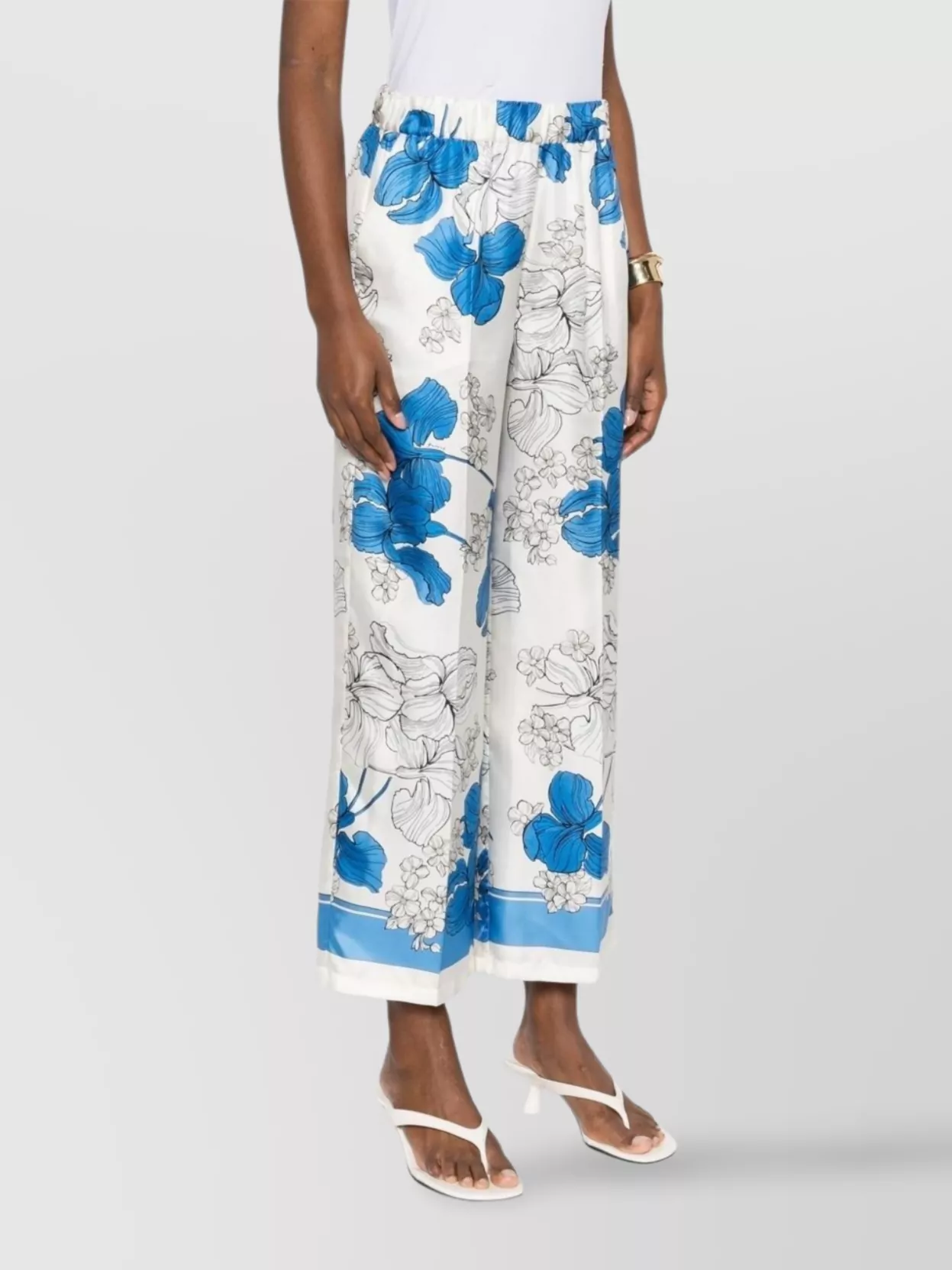 Parosh Elasticated Waist Wide Leg Trousers