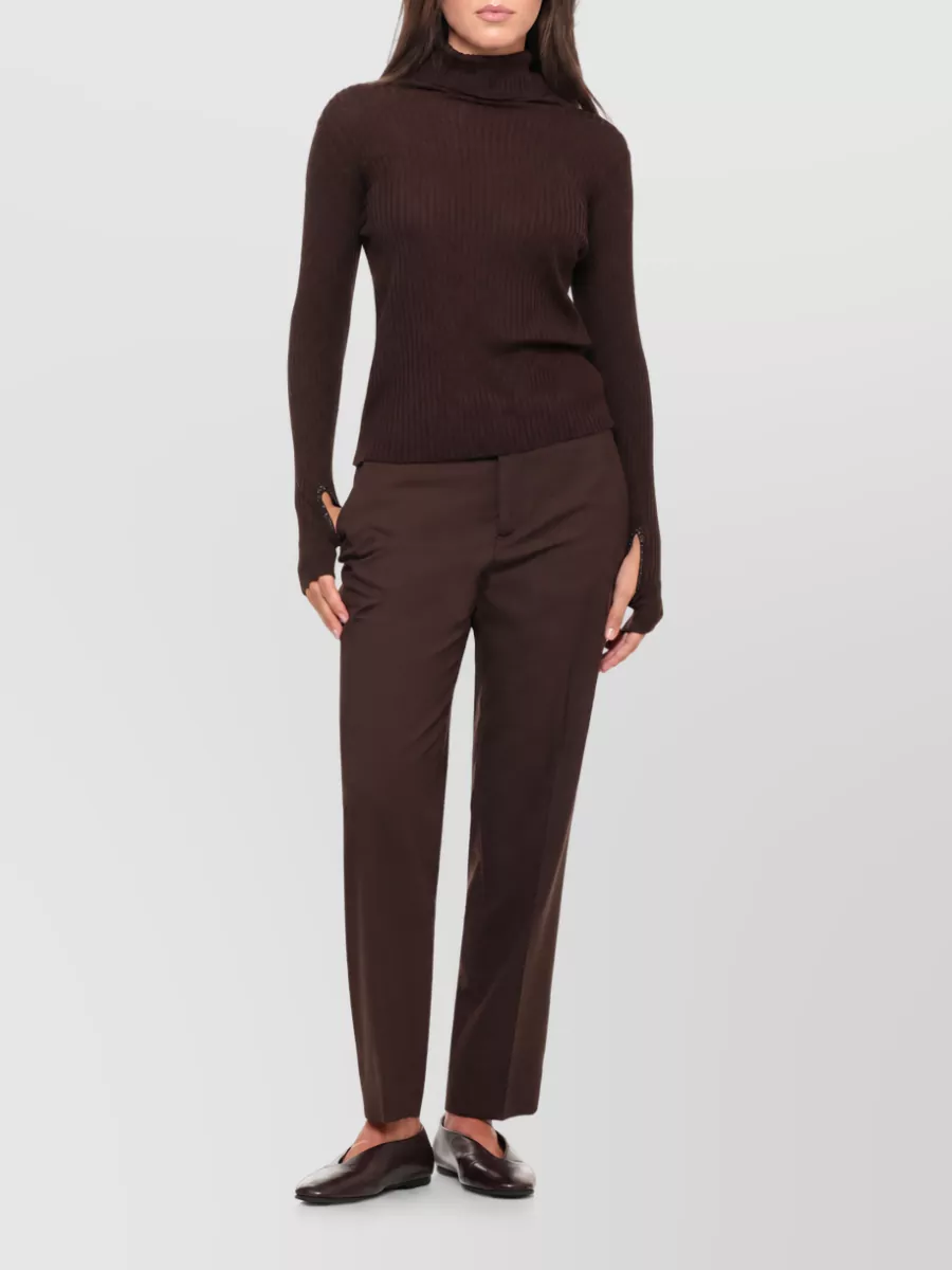 Panicale Ribbed High Neck Wool Silk Sweater