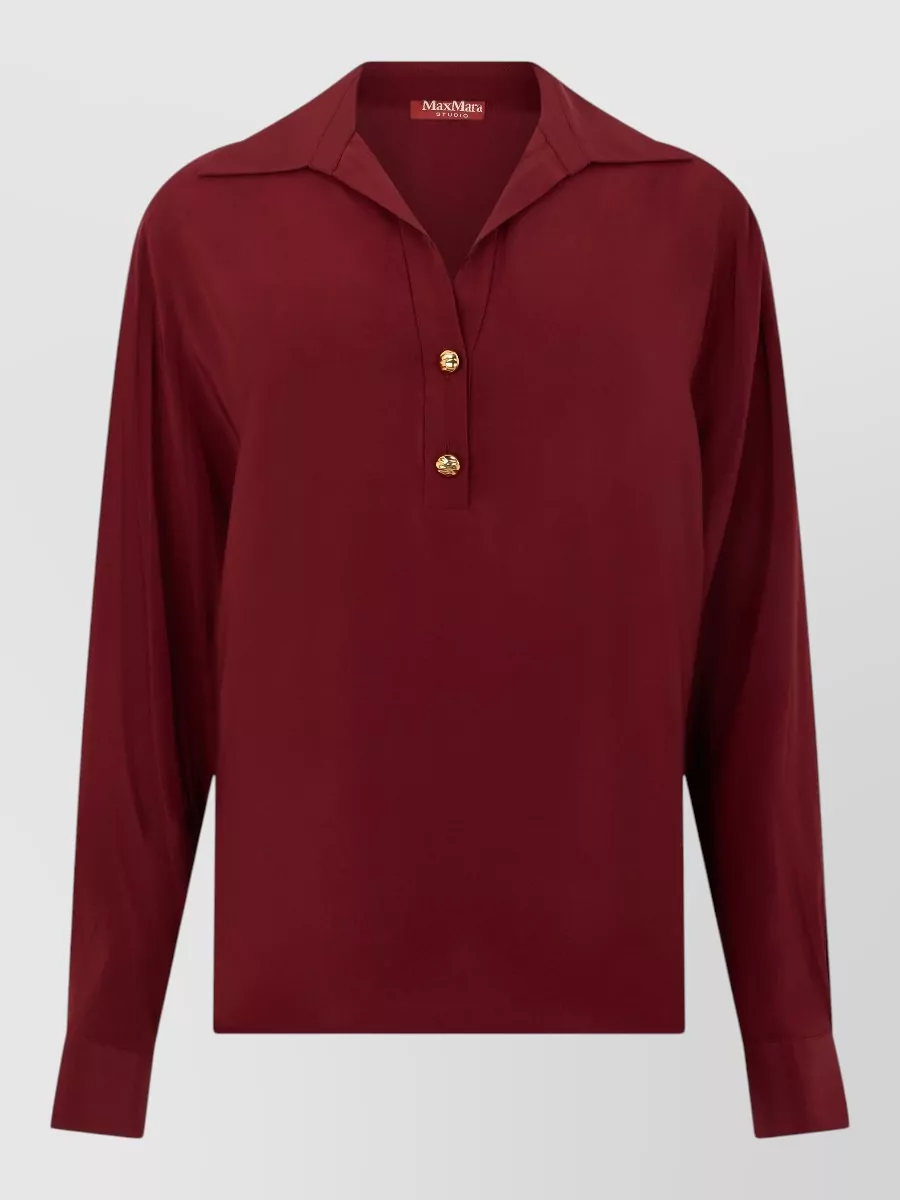 S Max Mara silk long-sleeve polo blouse