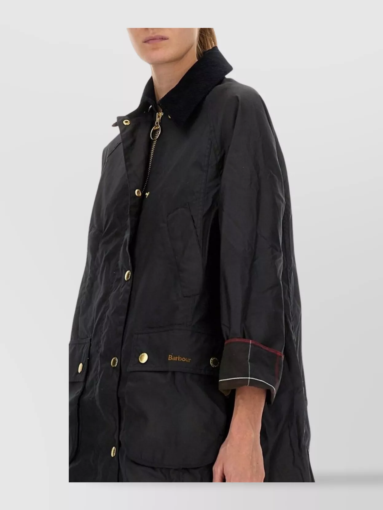 Barbour Long Jacket Flap Pockets